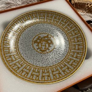 🆕 Hermes Mosaique Au24 Gold Dessert Plate - Set of 2
